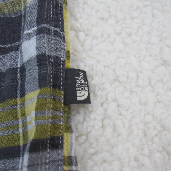 The North Face Shirt Men Large Yellow‎ Black Plaid Hiker Camp Outdoors Slim Fit - Picture 11 of 11